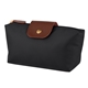 aerial view a black durable polyester cosmetic bag, image 1 of 2