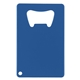 aerial view a blue credit card shaped wallet bottle opener, image 1 of 3