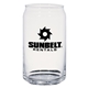 aerial view a clear 16 oz ale can shaped glass cup, image 1 of 2