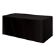 a black fitted poly / cotton 3- sided table cover - fits 6 standard table
