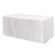 a white fitted poly / cotton 3- sided table cover - fits 6 standard table