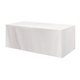 a white fitted poly / cotton 3- sided table cover - fits 8 standard table