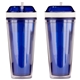 aerial view a blue 20 oz snack and drink cup, image 1 of 2