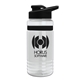 a clear bottle & black lid & black grip stripe groove stripe 20 oz tritan(tm) sports bottle with drink thru lid