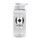 a clear bottle & white lid & white grip stripe groove stripe 20 oz tritan(tm) sports bottle with drink thru lid