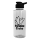 aerial view a clear bottle & black lid mountaineer tritan(r) bottle with drink - thru lid - 36 oz, image 1 of 2