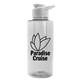 aerial view a clear bottle & white lid mountaineer tritan(r) bottle with drink - thru lid - 36 oz, image 1 of 2