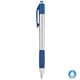 aerial view a blue with blue refill fusion silver pen w / colored gripper accents, image 1 of 2