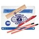Clear Translucent School Kit - 2 Pencils, Wood Ruler, Spirit Click Pen, Pencil Sharpener