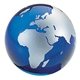 Crystal Globe Paperweight - Blue W / Silver
