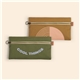 Front Zipper Pouch Large - Colored Canvas With Leather Tab
