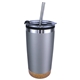 Halcyon(R) 20 oz Cork Bottom Tumbler with Stainless Straw / Flip Top Lid, Full Color Digital