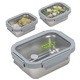 Heat N Eat Microwaveable Stainless Steel Lunch Box with Vented Glass Lid
