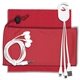 Mobile Tech Charging Kit with Earbuds in Microfiber Cinch Pouch Components inserted into Microfiber Pouch