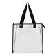 oad clear tote with gusseted and zippered top