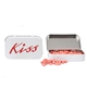 rectangular tin with lip shaped mints