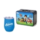 Retro Lunchbox + Single 12 oz Rubberized Finish Stemless Wine Glass In Vacuum Formed Insert