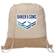 rio(tm) drawstring bag - 5 oz recycled cotton blend with jute - heat transfer
