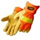 Safety Orange Grain Pigskin Thermo Lined Driver / Work Gloves