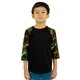 Shaka Wear Youth Three - Quarter Sleeve Camo Raglan T - Shirt