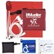 TECHMESH HANG TUNES Mobile Tech Charging Kit with Earbuds and Charging Cable in Mesh Zipper Pack Components inserted into Zipper Kit