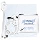 TECHMESH HANG TUNES Mobile Tech Charging Kit with Earbuds and Charging Cable in Mesh Zipper Pack Components inserted into Zipper Kit