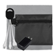 TECHPACK PLUS Tech Home and Travel Kit with Microfiber Cleaning Cloth, USB Wall Charger and Charging Cables in Polyester Zipper Pack Components inserted into Polyester Zipper Kit