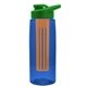 the flair - 26 oz transparent tritan(tm) bottle with drink thru lid, large infuser, and digital imprint