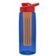 the flair - 26 oz transparent tritan(tm) bottle with drink thru lid, large infuser, and digital imprint