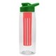the flair - 26 oz transparent tritan(tm) bottle with drink thru lid, large infuser, and digital imprint