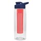 the flair - 26 oz transparent tritan(tm) bottle with drink thru lid, large infuser, and digital imprint