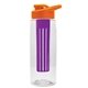 the flair - 26 oz transparent tritan(tm) bottle with drink thru lid, large infuser, and digital imprint