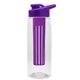 the flair - 26 oz transparent tritan(tm) bottle with drink thru lid, large infuser, and digital imprint