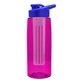 the flair - 26 oz transparent tritan(tm) bottle with drink thru lid, large infuser, and digital imprint