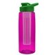 the flair - 26 oz transparent tritan(tm) bottle with drink thru lid, large infuser, and digital imprint