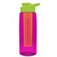 the flair - 26 oz transparent tritan(tm) bottle with drink thru lid, large infuser, and digital imprint