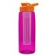 the flair - 26 oz transparent tritan(tm) bottle with drink thru lid, large infuser, and digital imprint