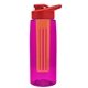 the flair - 26 oz transparent tritan(tm) bottle with drink thru lid, large infuser, and digital imprint