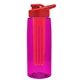 the flair - 26 oz transparent tritan(tm) bottle with drink thru lid, large infuser, and digital imprint