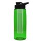 the flair - 26 oz transparent tritan(tm) bottle with drink thru lid, large infuser, and digital imprint