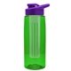 the flair - 26 oz transparent tritan(tm) bottle with drink thru lid, large infuser, and digital imprint