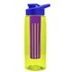 the flair - 26 oz transparent tritan(tm) bottle with drink thru lid, large infuser, and digital imprint