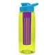 the flair - 26 oz transparent tritan(tm) bottle with drink thru lid, large infuser, and digital imprint
