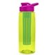 the flair - 26 oz transparent tritan(tm) bottle with drink thru lid, large infuser, and digital imprint