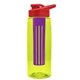 the flair - 26 oz transparent tritan(tm) bottle with drink thru lid, large infuser, and digital imprint