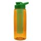 the flair - 26 oz transparent tritan(tm) bottle with drink thru lid, large infuser, and digital imprint
