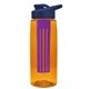the flair - 26 oz transparent tritan(tm) bottle with drink thru lid, large infuser, and digital imprint