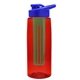 the flair - 26 oz transparent tritan(tm) bottle with drink thru lid, large infuser, and digital imprint