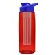 the flair - 26 oz transparent tritan(tm) bottle with drink thru lid, large infuser, and digital imprint