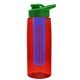 the flair - 26 oz transparent tritan(tm) bottle with drink thru lid, large infuser, and digital imprint